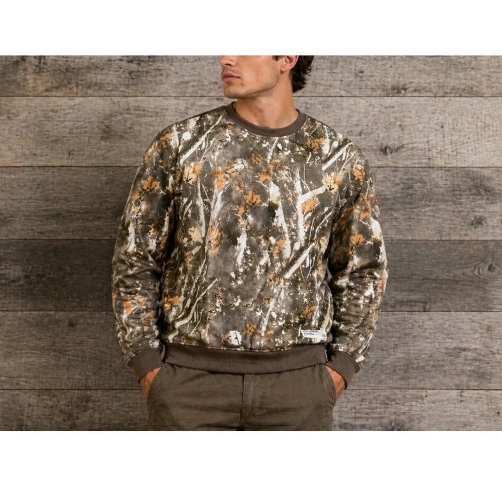 Comfrt Unisex Adirondack Camo Crew Classic Pullover Sweatshirt Size M NWT‎